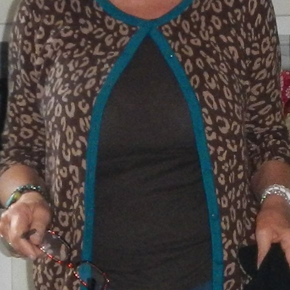 Merona Cheetah Print 3/4 Sleeve Cardigan  L - Picture 1 of 5